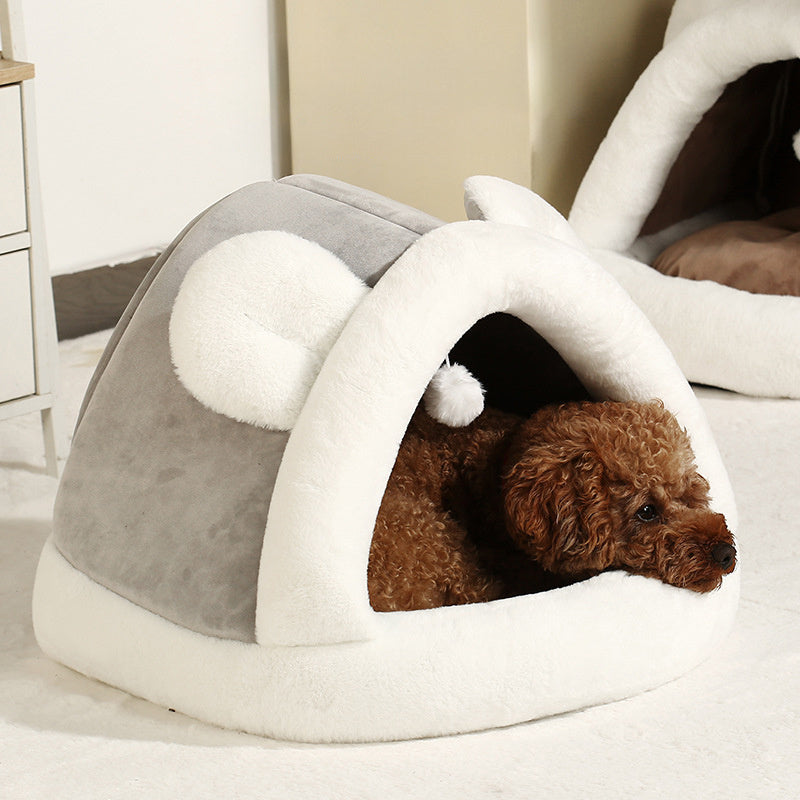 Cozy Pet Tent Cave Bed – Self-Warming Hideaway for Cats & Small Dogs