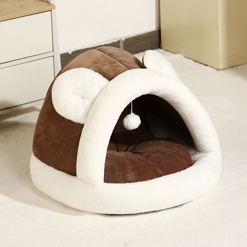 Cozy Pet Tent Cave Bed – Self-Warming Hideaway for Cats & Small Dogs