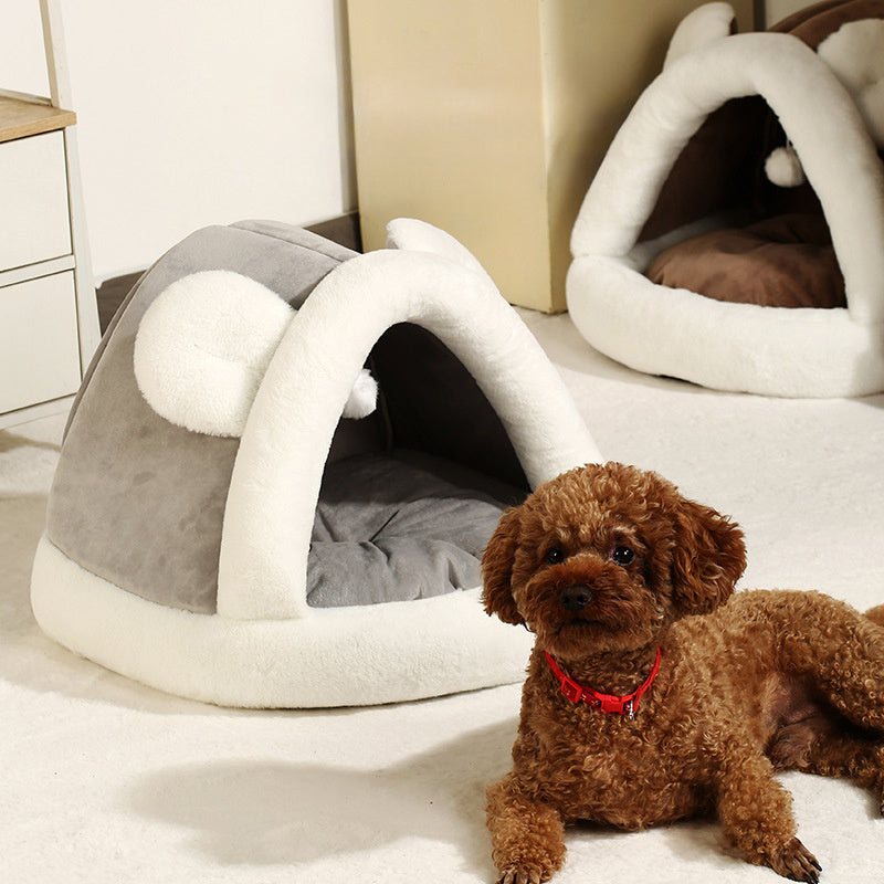 Cozy Pet Tent Cave Bed – Self-Warming Hideaway for Cats & Small Dogs